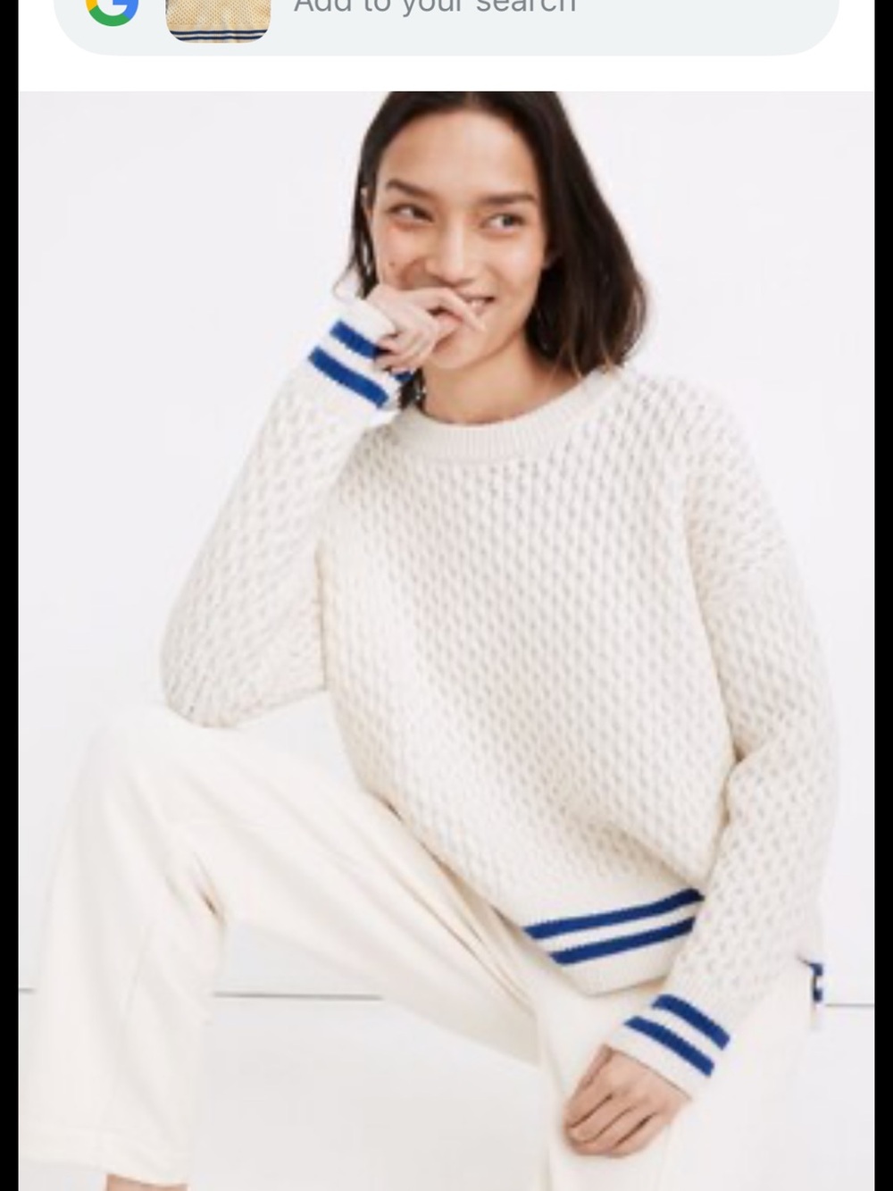 Madewell Stripe-Trim Honeycomb Pullover Sweater in Cotton-Merino Yarn